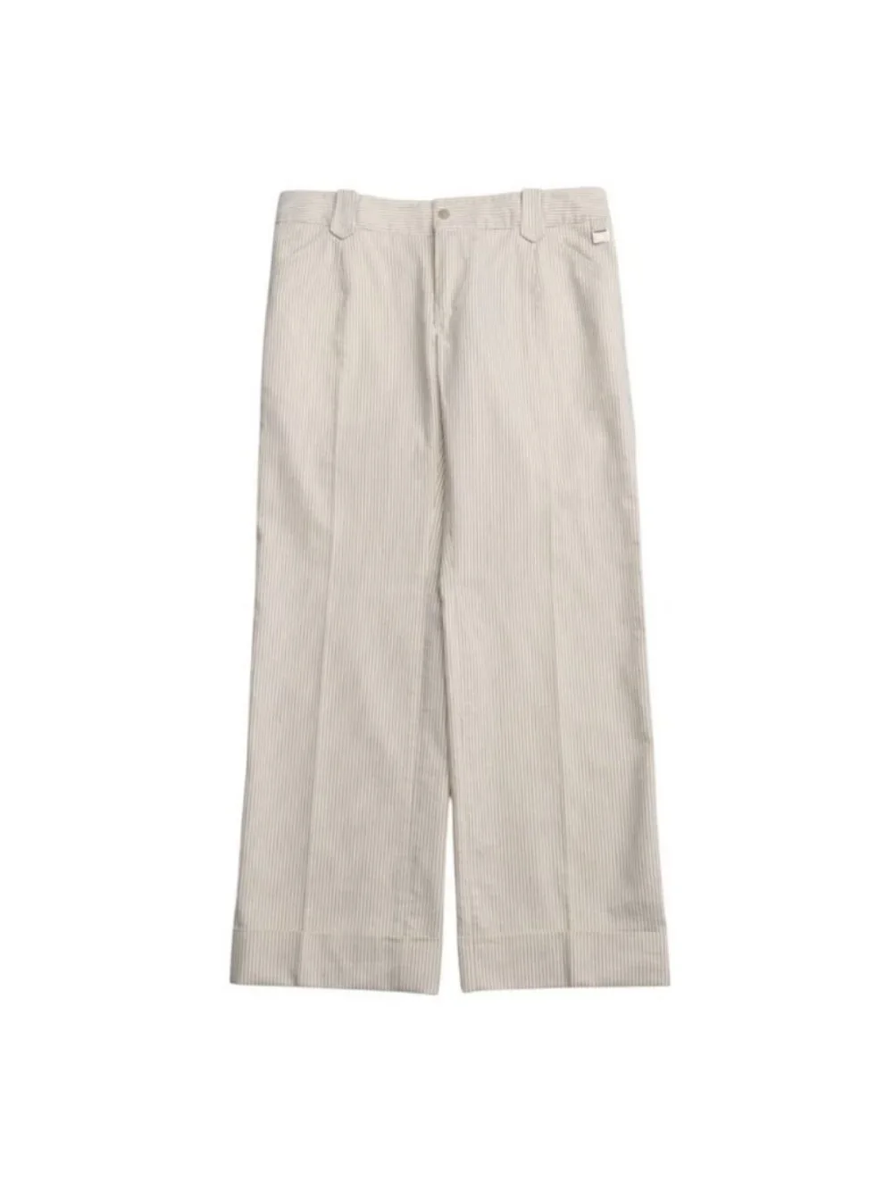 Dolce & Gabbana Wide Pants 48 Cigarette Striped Pattern Logo Plate Cotton Linen